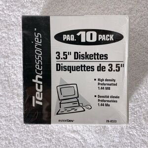 Techcessories 10 Pack 3.5” High Density Preformatted 1.44MB Diskettes